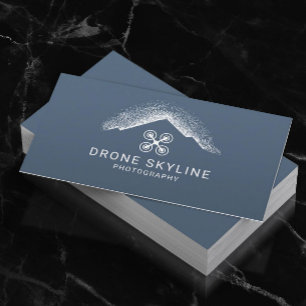 Drone Aerial Photography Dusty Blue Photographer Business Card