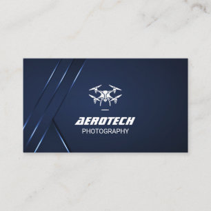 Drone Business Cards Elegant Blue