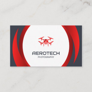 Drone Business Cards Red Black Modern