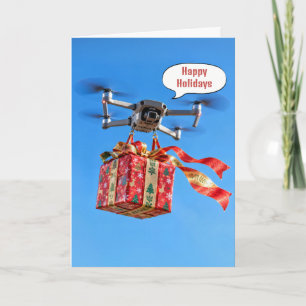 Drone Delivering a Christmas Gift Card