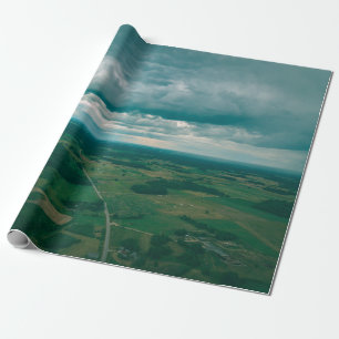drone image. aerial view of rural area with houses wrapping paper