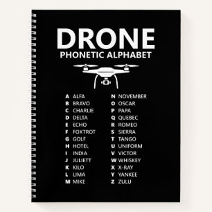 Drone NATO Phonetic Alphabet – Black Graph Notebook