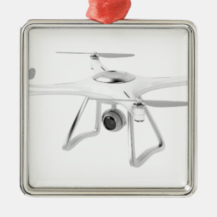 Drone on white metal tree decoration