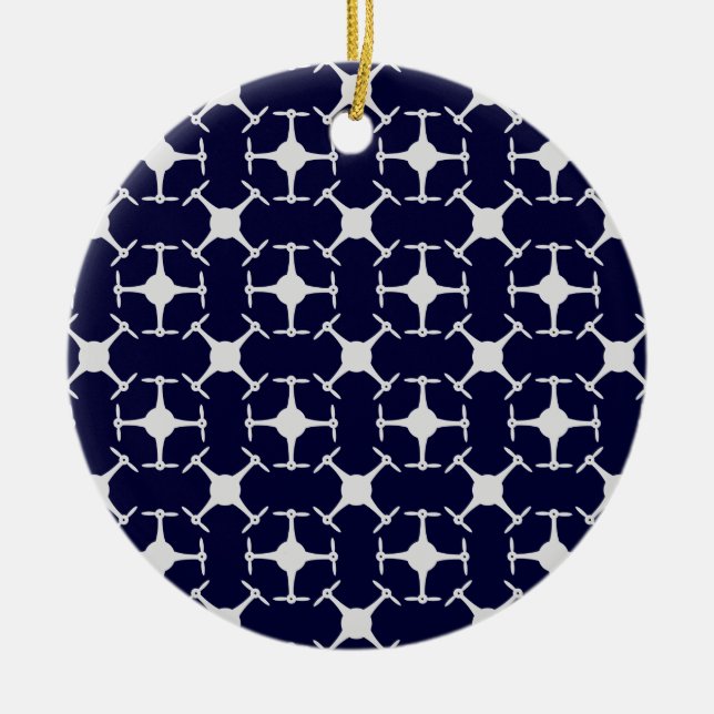 Drone pattern custom background colour ceramic tree decoration (Front)