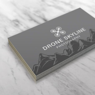 Drone Photography Skyline Aerial Photographer Grey Business Card