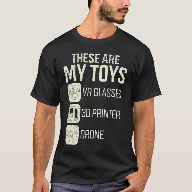 Drone Pilot 3D Printing VR Enthusiast Virtual Real T-Shirt (Front)