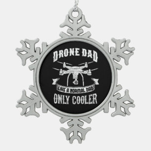 Drone Pilot Cooler Dad Multirotor Quadcopter Snowflake Pewter Christmas Ornament