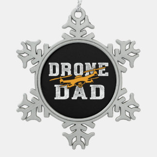 Drone Pilot Dad Multirotor Quadcopter Snowflake Pewter Christmas Ornament
