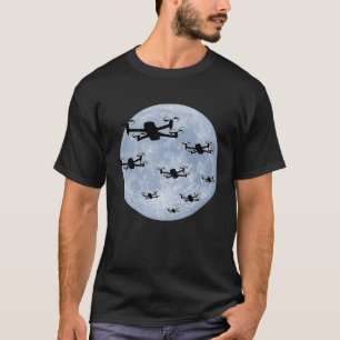 Drone Pilot Drones Swarm Drone Shoal Moon T-Shirt
