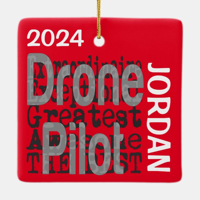 Drone Pilot Extraordinaire CUSTOM Ceramic Ornament (Back)
