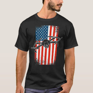 Drone Pilot Quadcopter UAV 4th of July American Fl T-Shirt