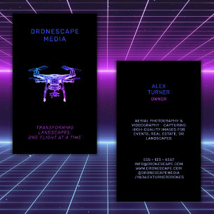 Drone Pilot UAV Photography Video Modern Black Business Card