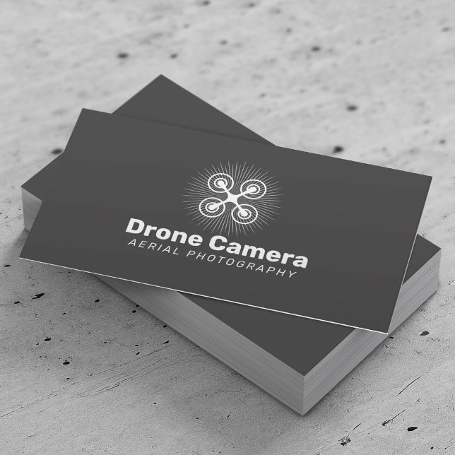 Drone Service Aerial Photography Elegant Dark Grey Business Card (Creator Uploaded)