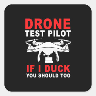 Drone Test Pilot Square Sticker