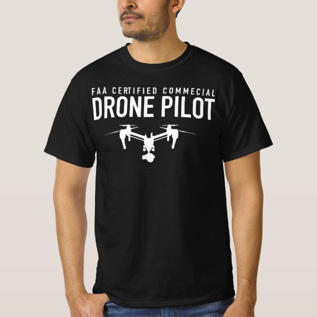 Drone UAV UAS FAA Quadcopter Pilot Part 107 T-Shirt (Front)