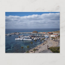 Drone view of Paphos harbor and castle