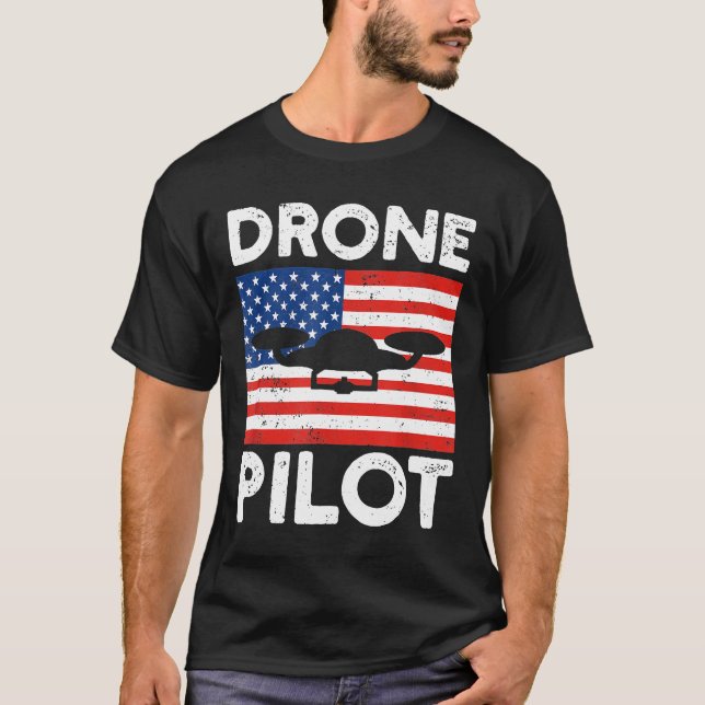 Drones Drone Pilots Usa Flag T-Shirt (Front)