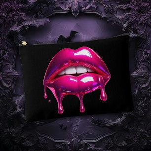 Drooling Pink Lips Gothic Accessory Pouch