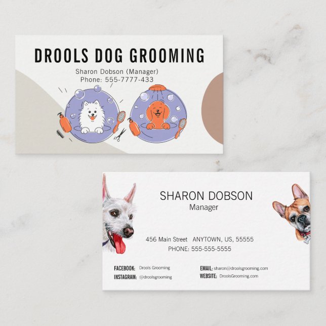 Drools Dog Grooming Pet Business Card (Front/Back)