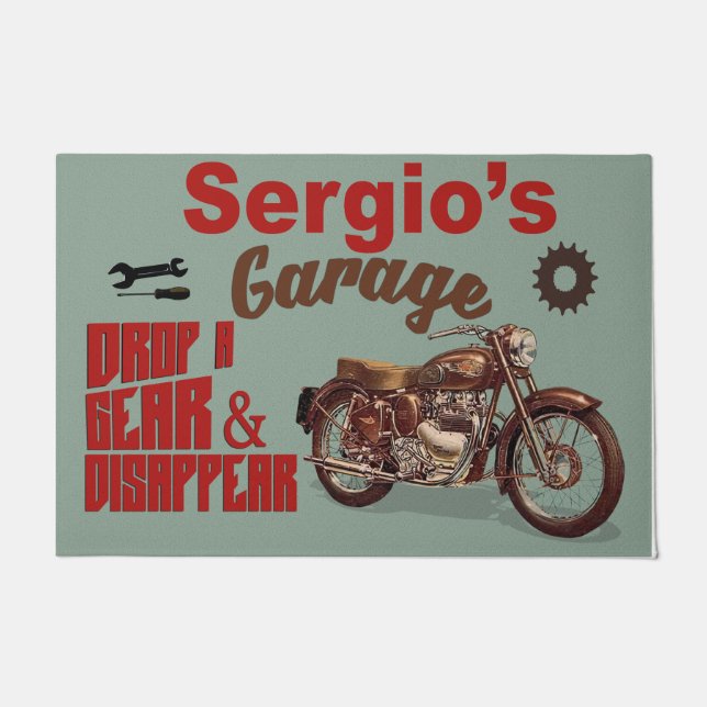 Drop A Gear And Disappear Garage Doormat (Front)