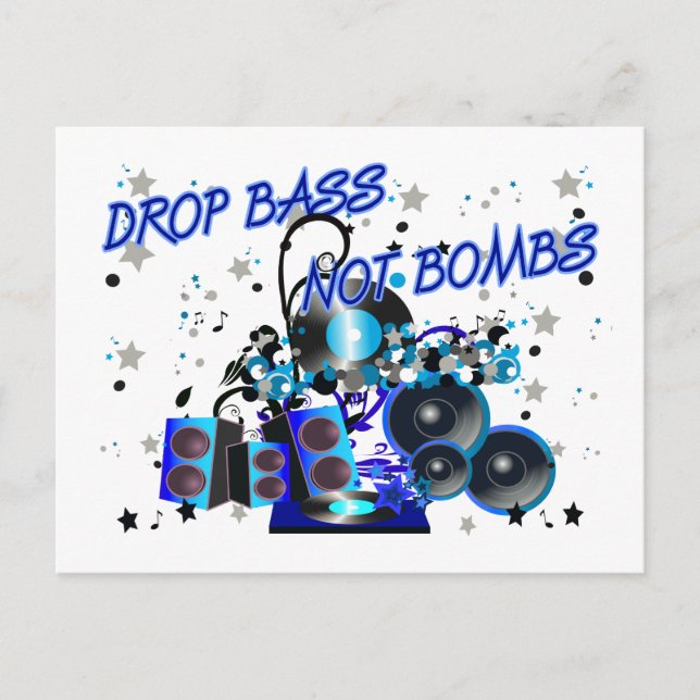 Drop Bass Not Bombs Postcard (Front)