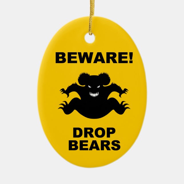 Drop Bears! Ceramic Tree Decoration (Front)