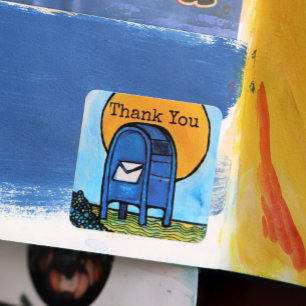 Drop Box Mail Illustration                         Square Sticker