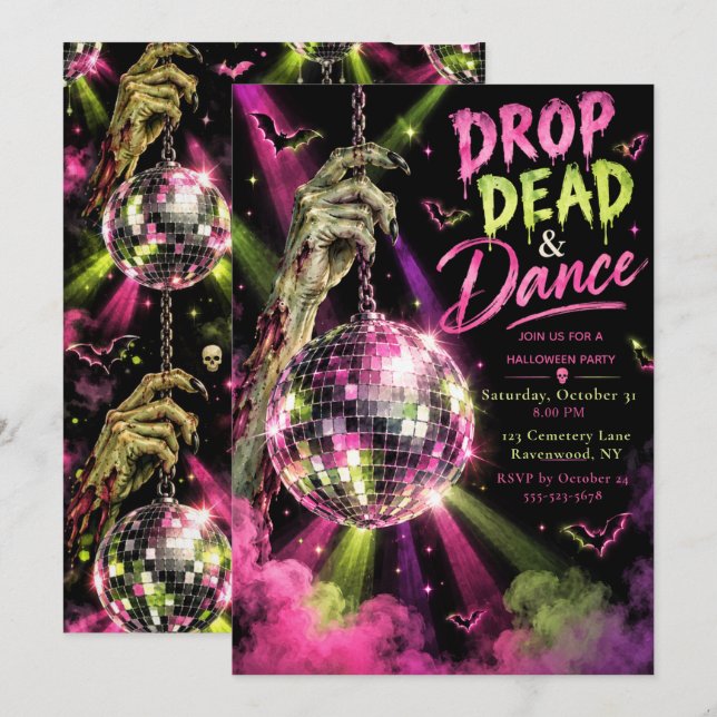 Drop Dead & Dance Halloween Party Invitation (Front/Back)