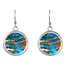 Drop Earrings: "Memory", cerulean abstract
