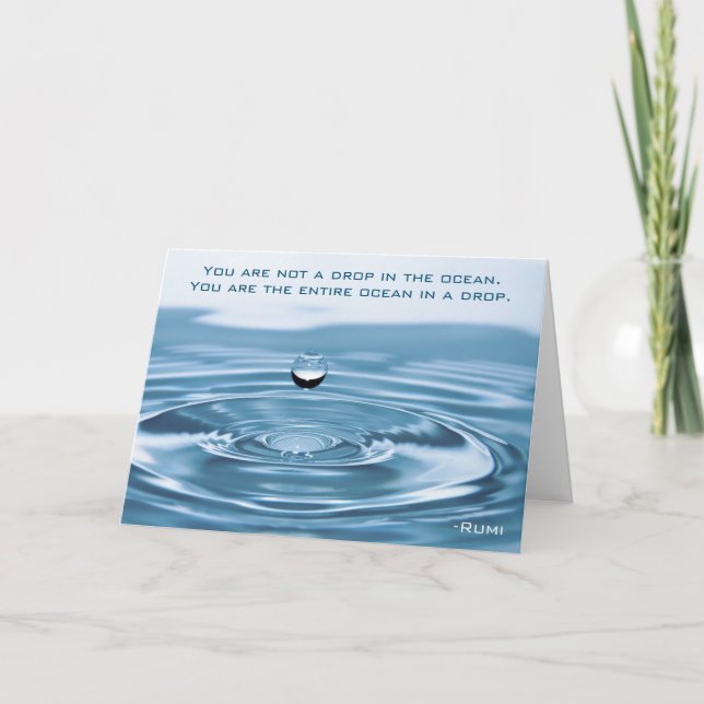 Drop in the Ocean, Inspiring Rumi Quote Card (Front)