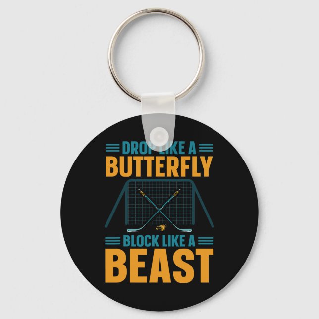 Drop Like A Butterfly Block Like A Beast Ice Hocke Key Ring (Front)