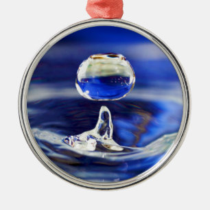 Drop of Cool Blue Water Raindrop Metal Tree Decoration