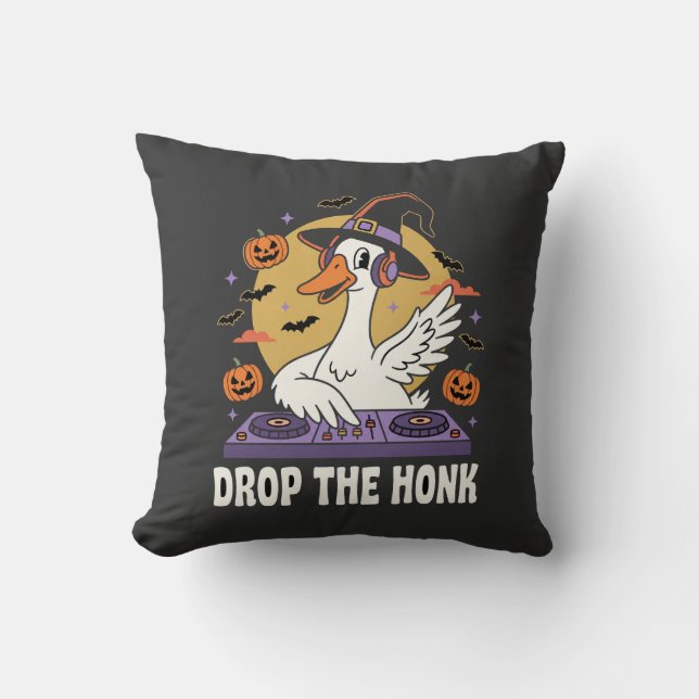 Drop The Honk Halloween DJ Goose Cushion (Front)