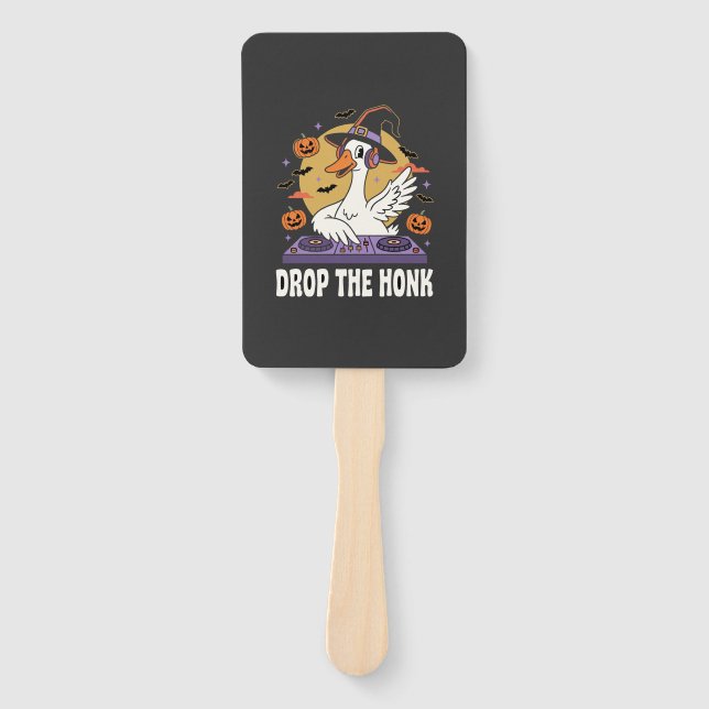 Drop The Honk Halloween DJ Goose Hand Fan (Front)