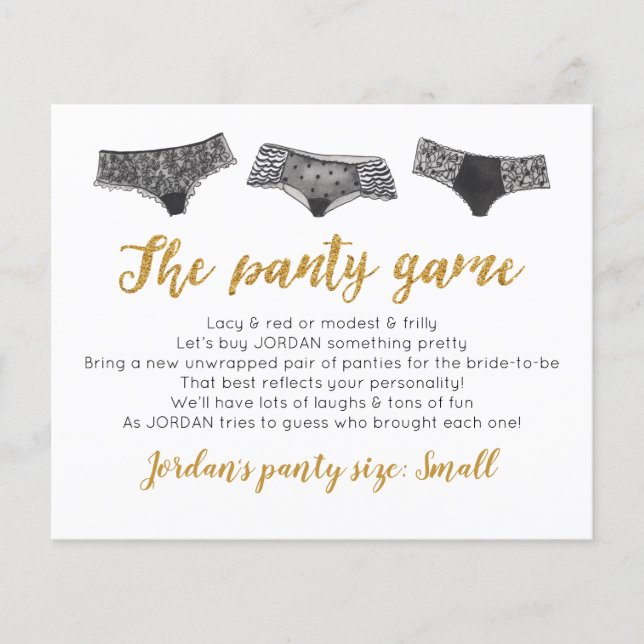 Drop your panties Template CARD Bridal game (Front)