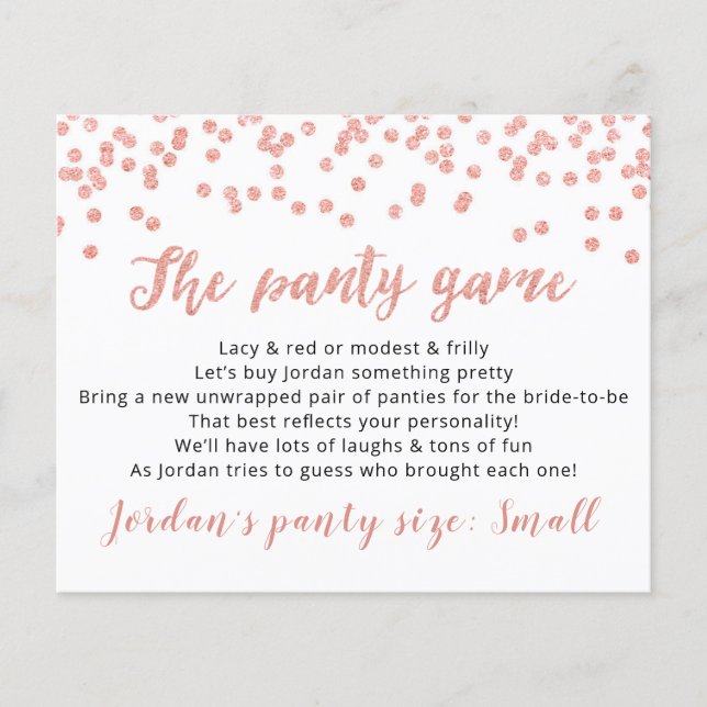 Drop your panties Template CARD Bridal game (Front)