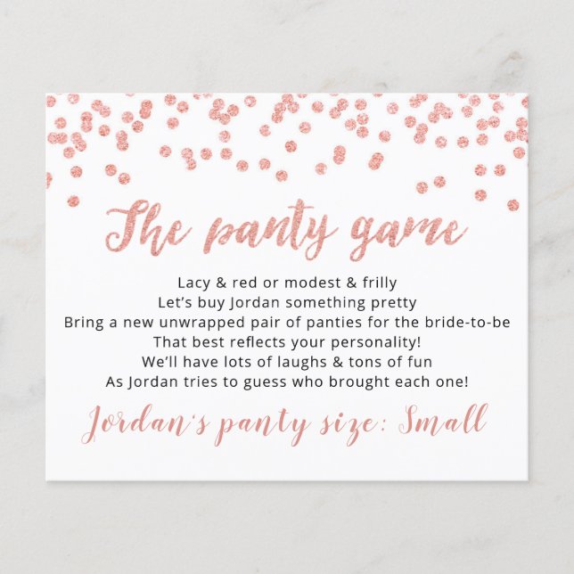 Drop your panties Template CARD Bridal game (Front)