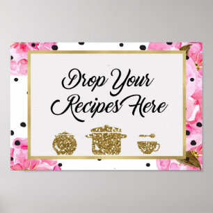 Drop Your Recipes Here Bridal Shower Sign