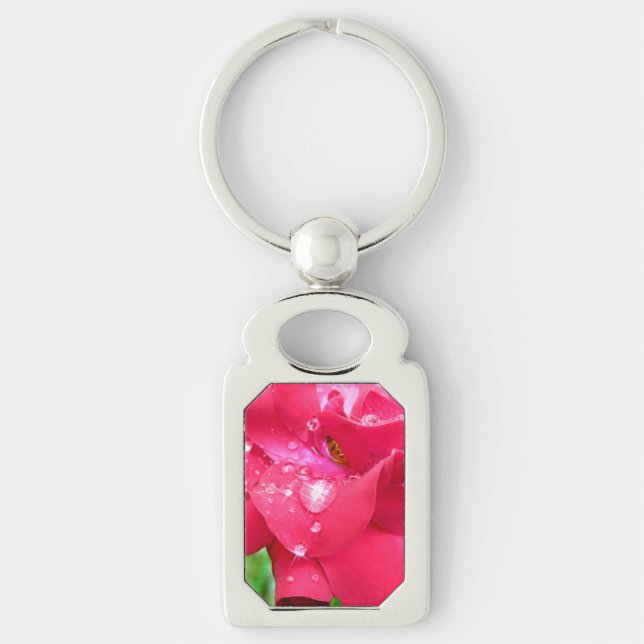 Droplets on Petals Metal Keychain (Front)