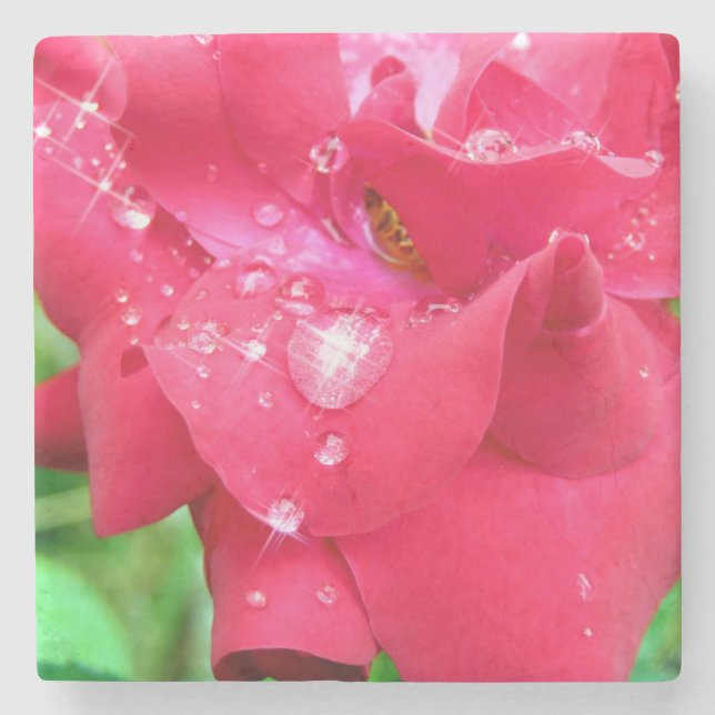 Droplets on Petals Stone Coaster (Front)