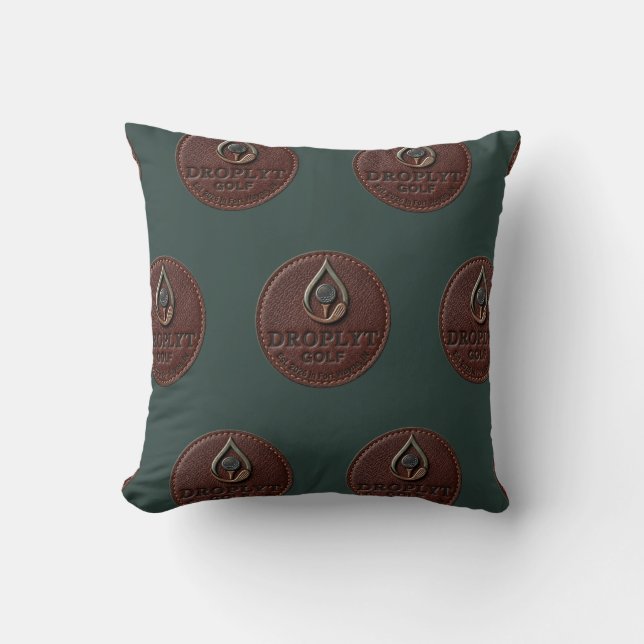Droplyt Golf Rustic Logo Throw Pillow (Front)