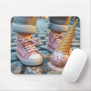 Dropped Ice Cream Cones By Child's Sneakers Mouse Pad