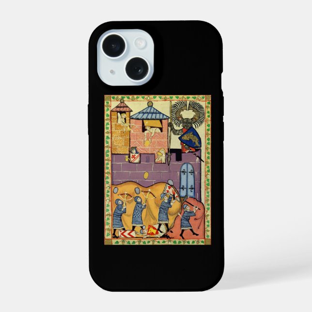 Dropping Rocks, 14th Century Codex Manesse iPhone 15 Case (Back)