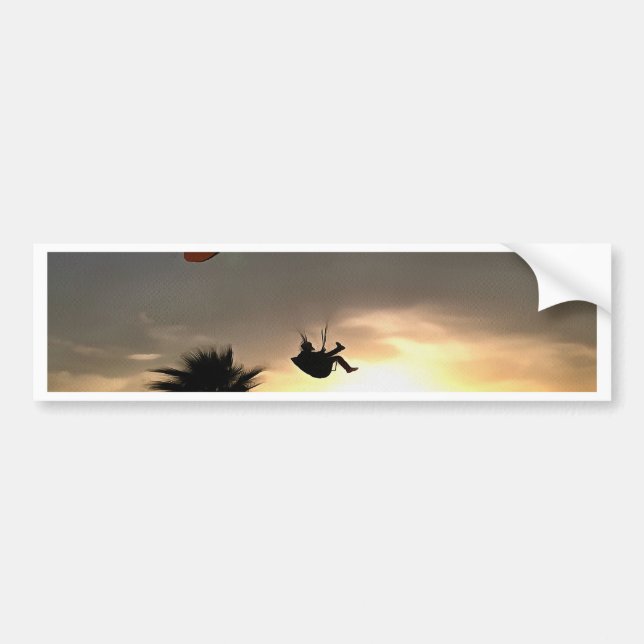Dropzone At Dusk Adventure Paraglider Art Bumper Sticker (Front)