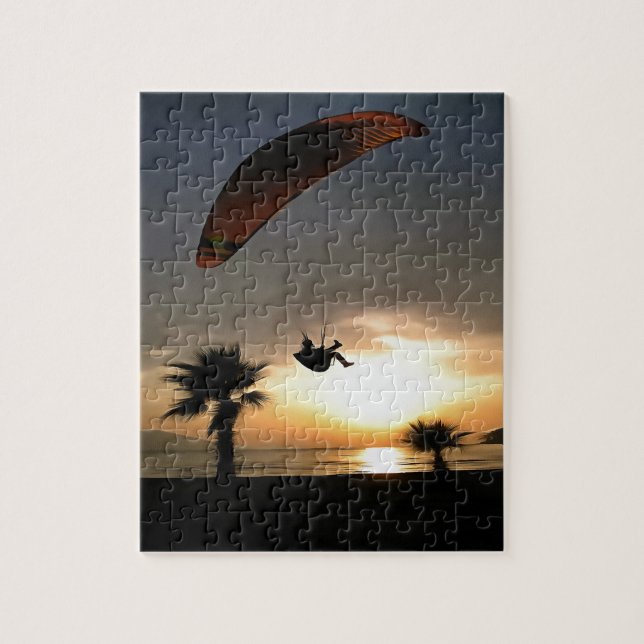 Dropzone At Dusk Adventure Paraglider Art Jigsaw Puzzle (Vertical)