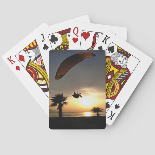 Dropzone At Dusk Adventure Paraglider Art Playing Cards (Back)