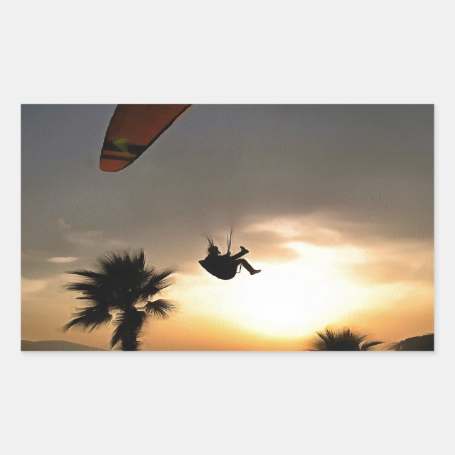 Dropzone At Dusk Adventure Paraglider Art Rectangular Sticker (Front)