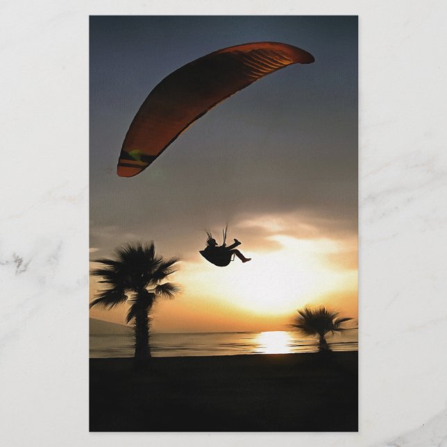 Dropzone At Dusk Adventure Paraglider Art Stationery (Front)