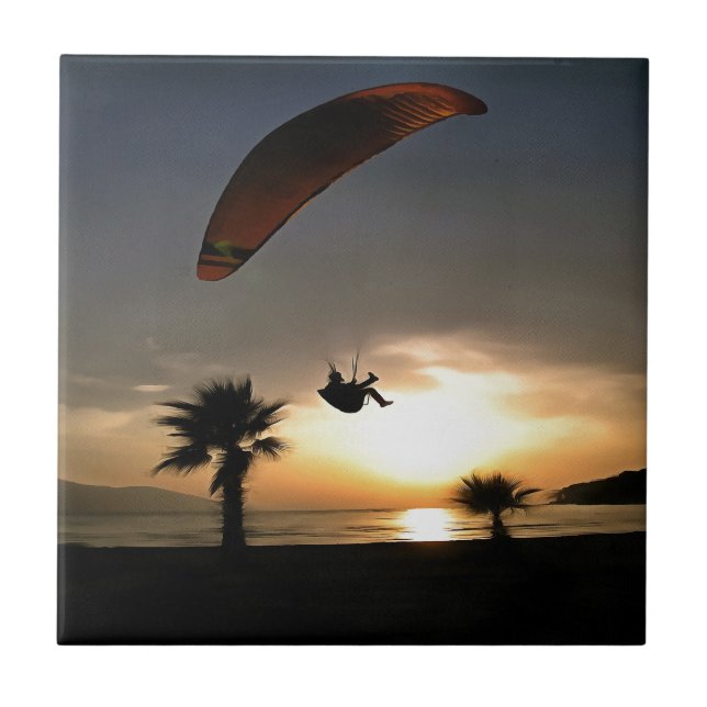 Dropzone At Dusk Adventure Paraglider Art Tile (Front)