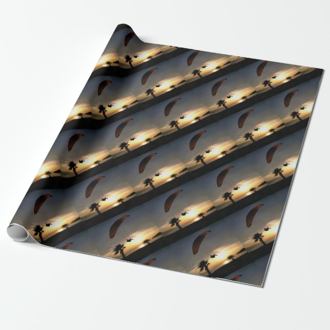 Dropzone At Dusk Adventure Paraglider Art Wrapping Paper (Unrolled)